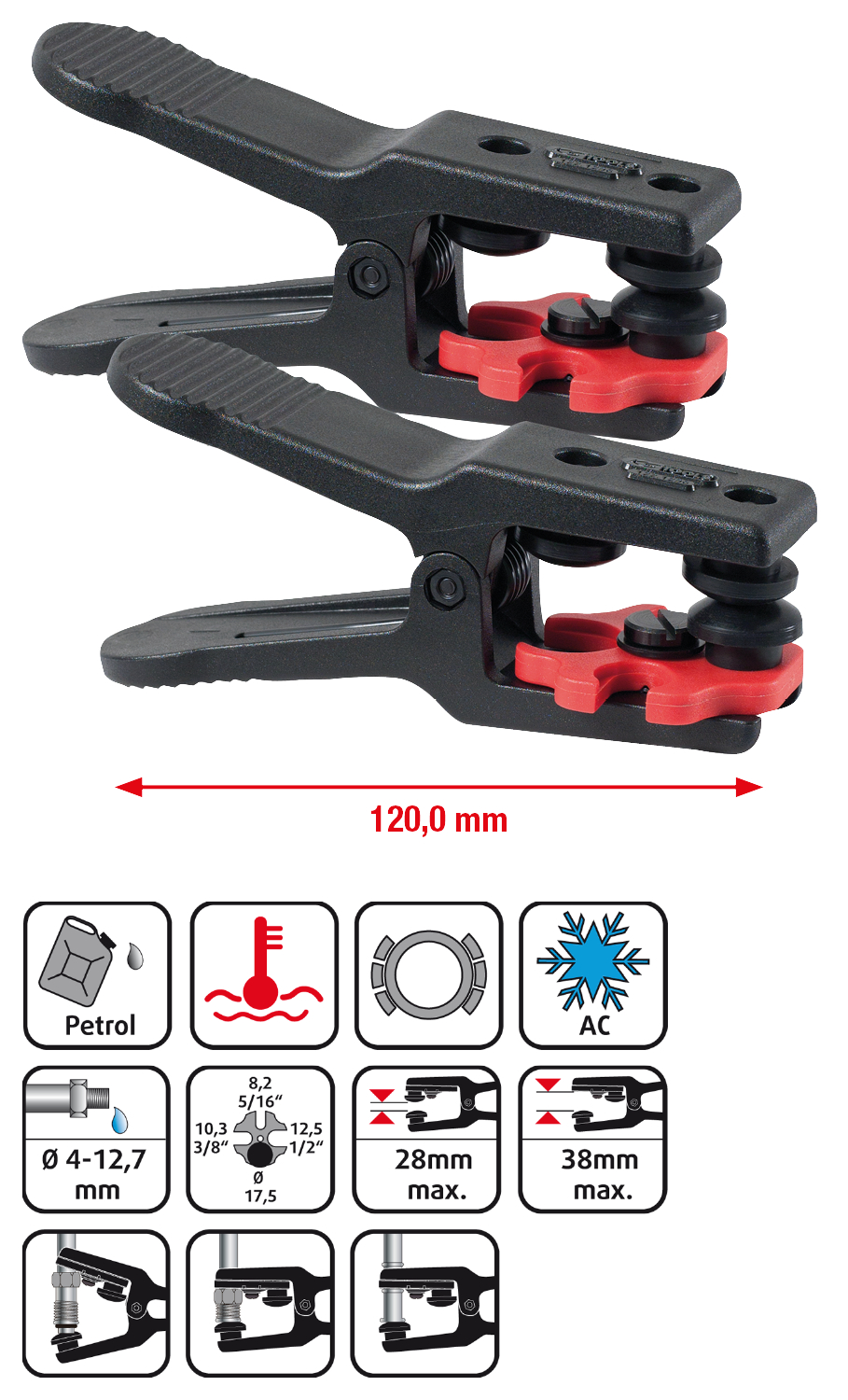 KS Tools ALLinONE Leitungs-Stopper-Zangen-Satz Ø 4,75-14mm, 2er Pack