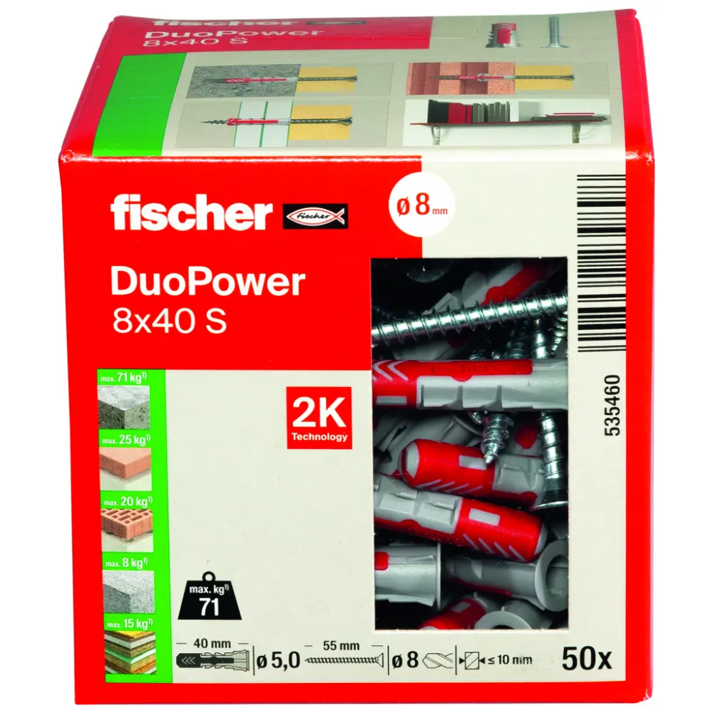 Fischer Universaldübel DuoPower 8x40 S mit Schraube