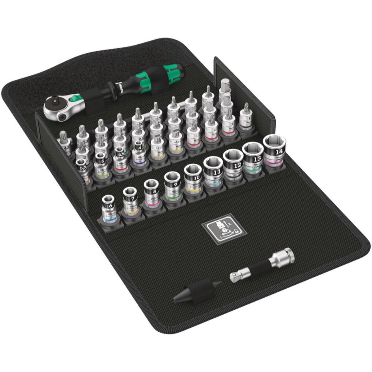 Wera 8100 SA All-in Zyklop Speed-Knarrensatz, mit Haltefunktion, 1/4"-Antrieb, metrisch, 42-teilig