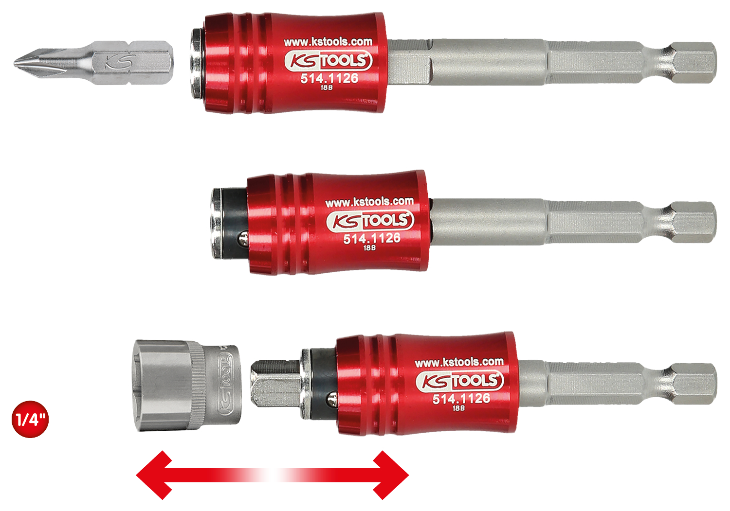 KS Tools 1/4" 2in1 Schnellwechsel-Bithalter