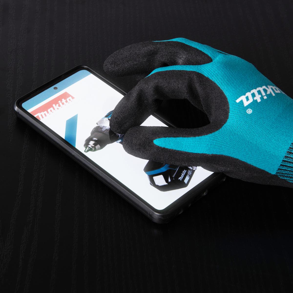 Makita Arbeitshandschuhe - Nitril - Touchscreenfähig - Öl-, Flüssigkeitsbeständig