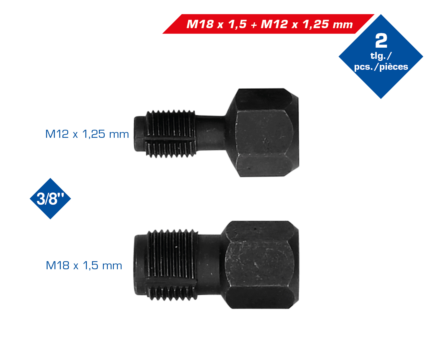 Brilliant Tools Reparaturwerkzeug für Lambdasonden-Gewinde, M18 x 1,5 mm, M12 x 1,25 mm, 2-tlg - BT6