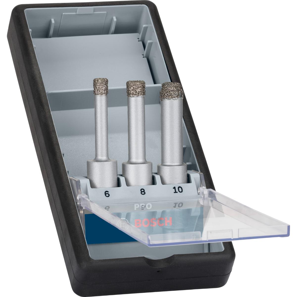 Bosch PRO Diamanttrockenbohrer-Set Robust Line Easy Dry Best for Ceramic, 3-teilig, Durchmesser (mm):6-1