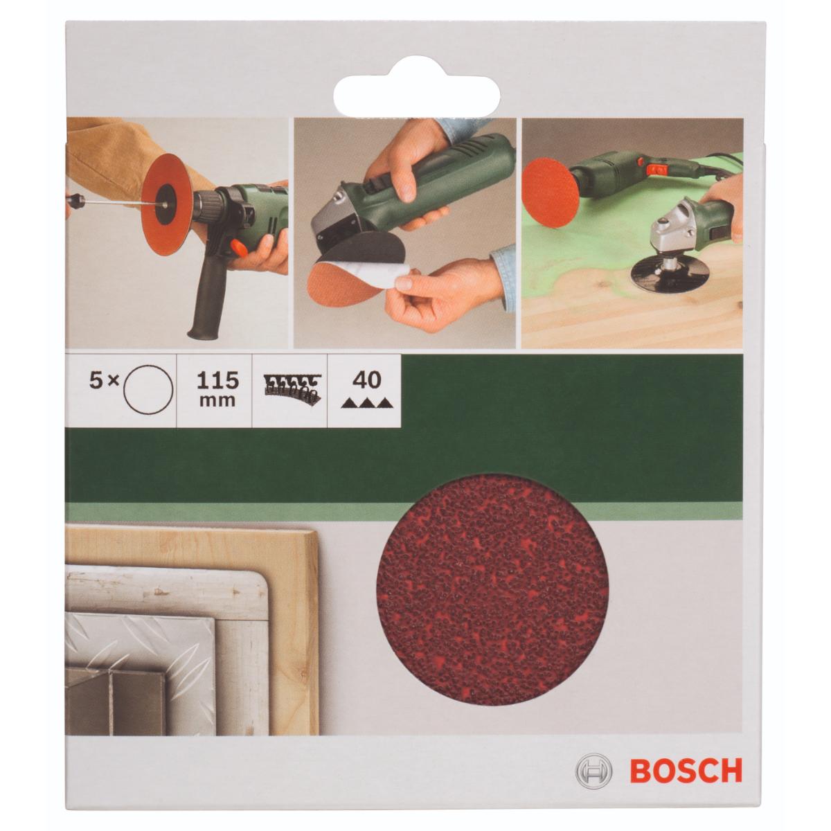 Bosch Schleifblatt-Set für Winkelschleifer D=115 mm, K=40, 5 Stck.