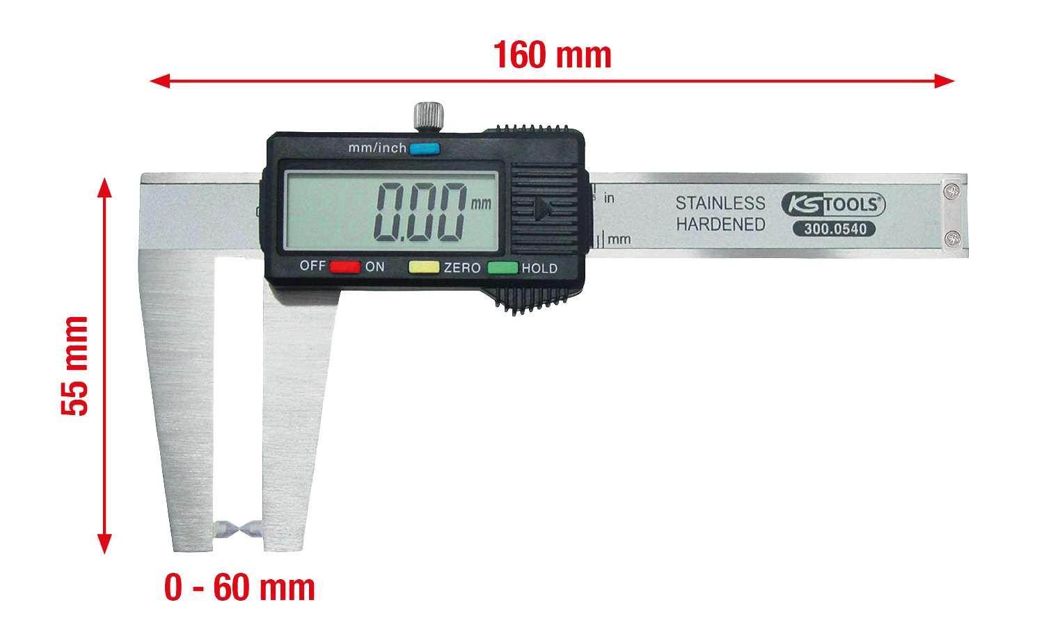 KS Tools Digital-Bremsscheiben-Messschieber 0-60mm, 160mm