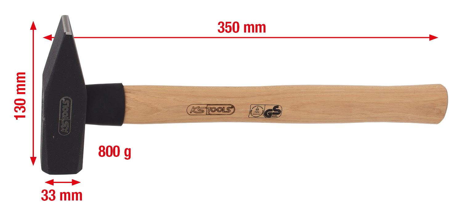 KS Tools Schlosserhammer mit Hickorystiel