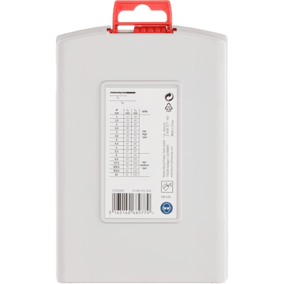 Bosch Metallbohrer-Set HSS-G, ProBox, 19-teilig, DIN 338, 135° 1-10 mm