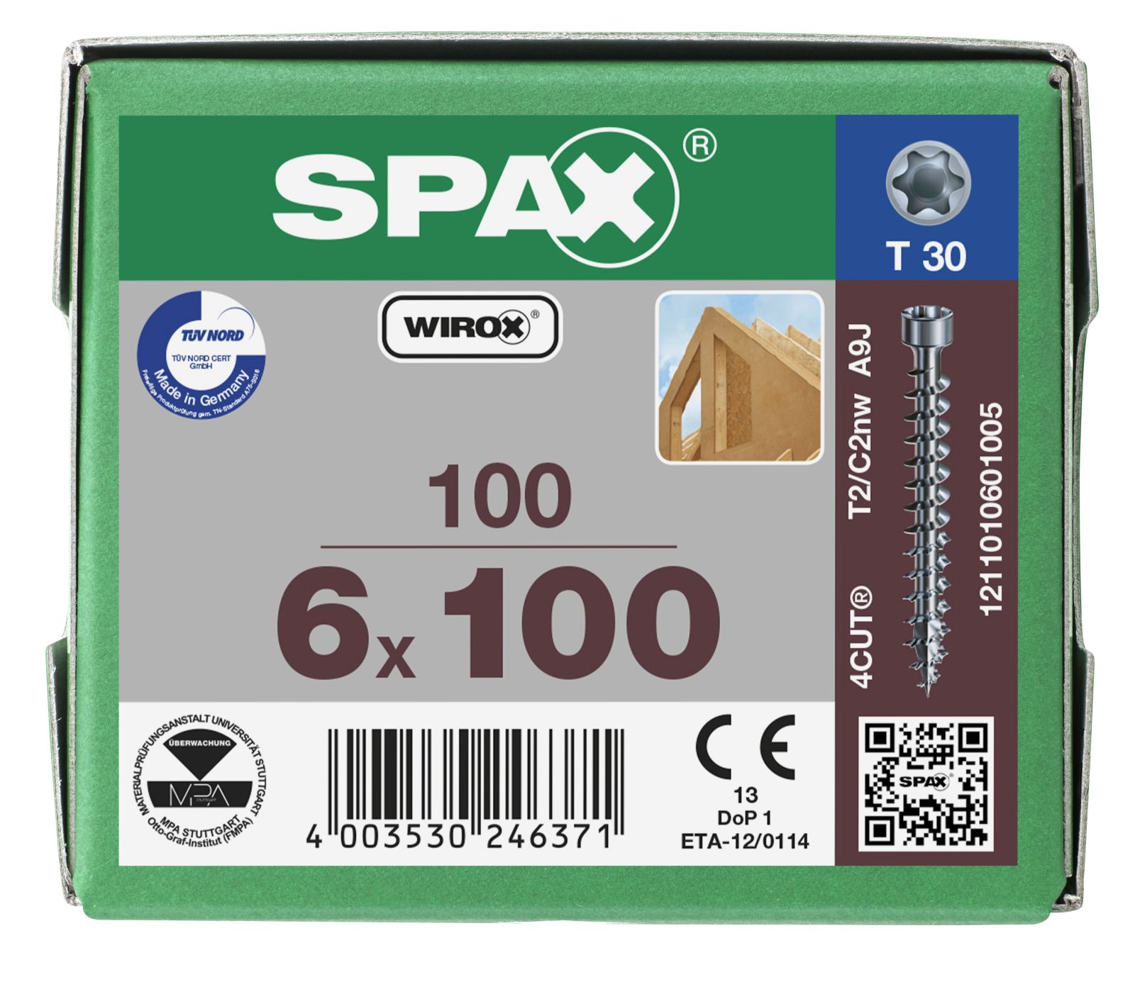 SPAX Zylinderkopf T-Star Plus T30 Vollgewinde WIROX, 100 Stück