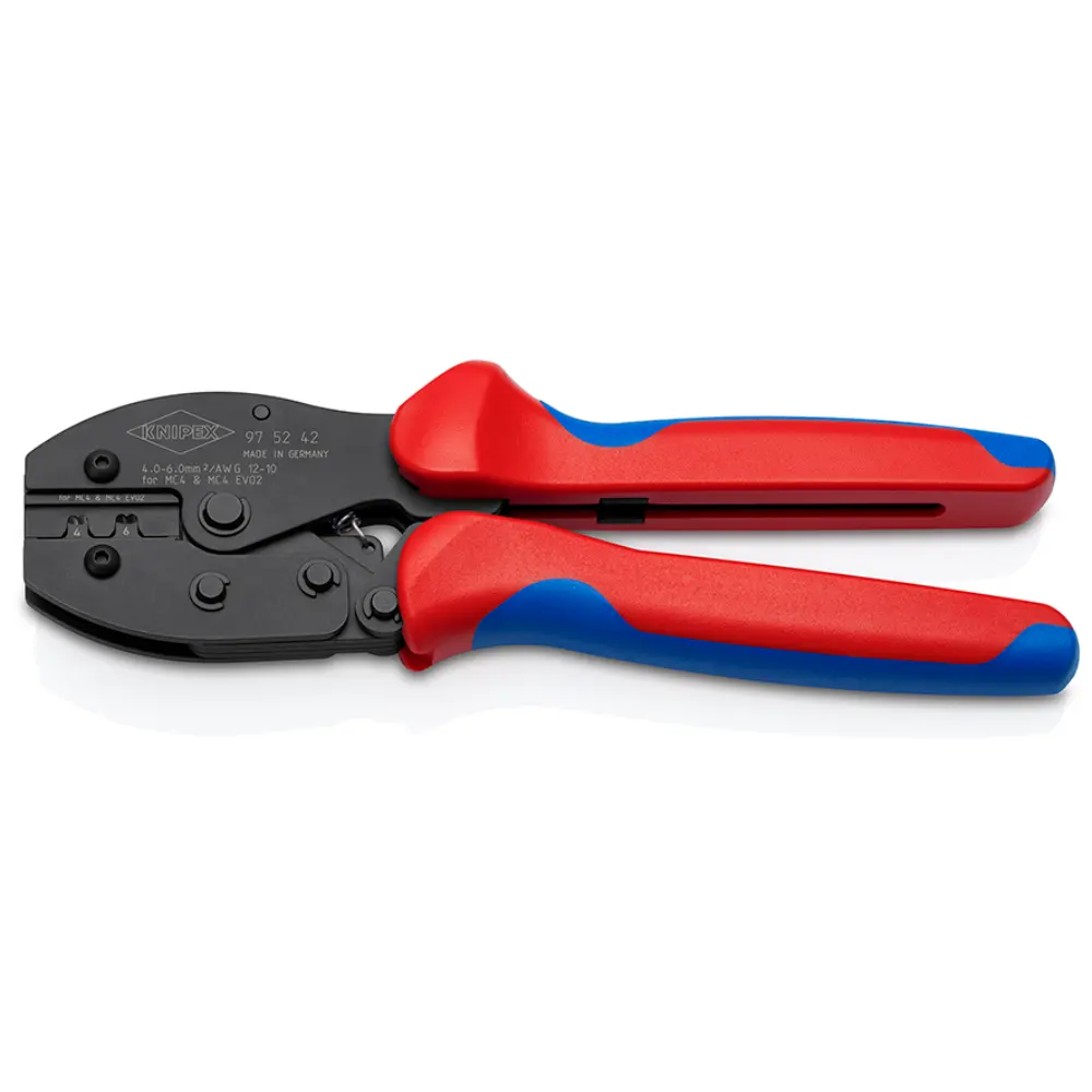 KNIPEX PreciForce Crimpzange für MC4-/MC4 EVO 2-Steckverbinder brüniert 220 mm