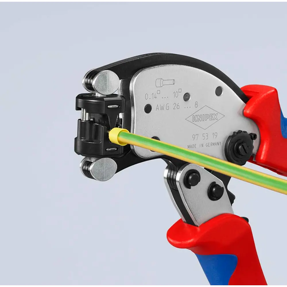 KNIPEX Twistor T Selbsteinstellende Crimpzange für Aderendhülsen verchromt 200 mm