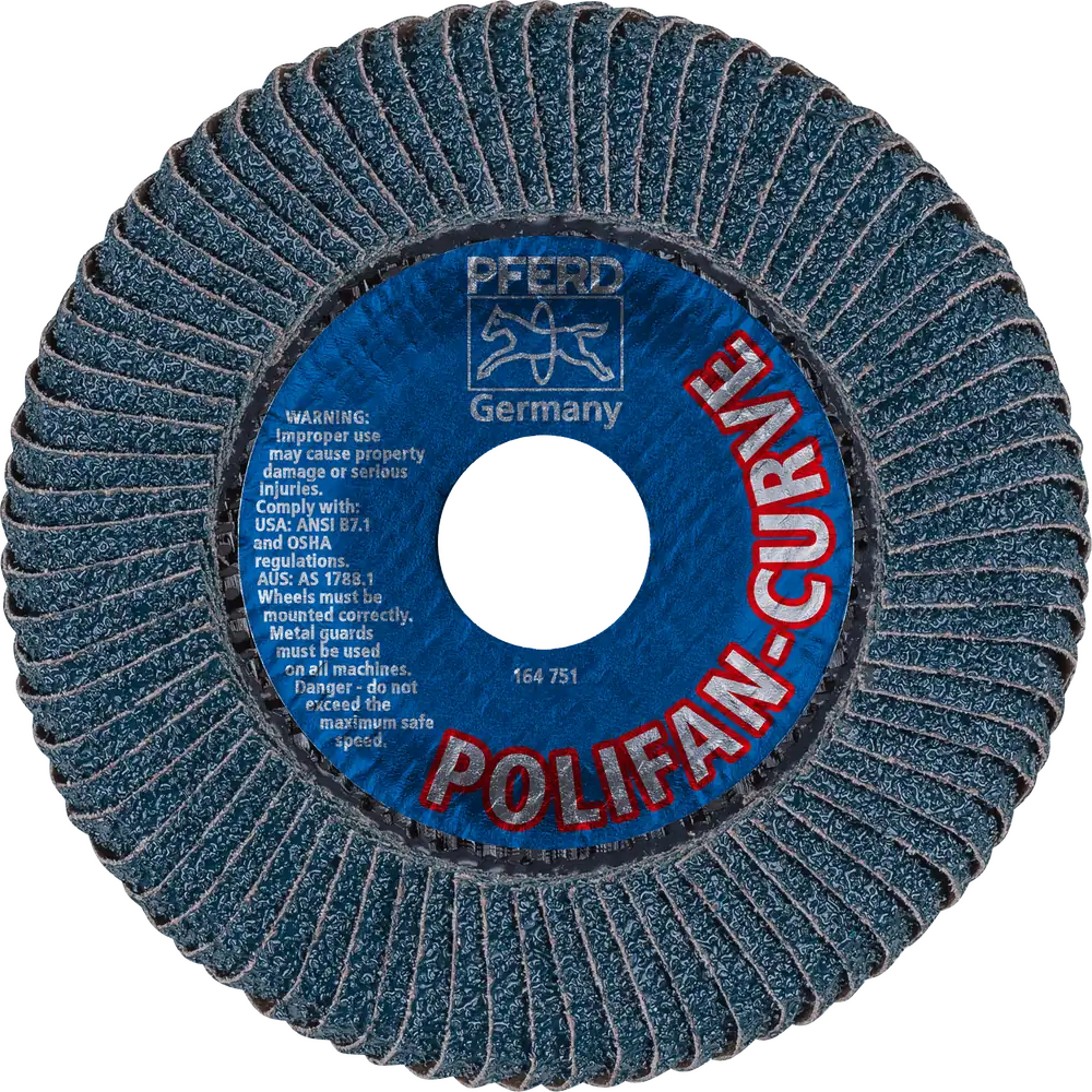 PFERD TOOLS POLIFAN CURVE Fächerscheibe PFR 115x22,23 mm Breite L Z40 SGP STEELOX für Stahl/Edelstahl (POS 2)