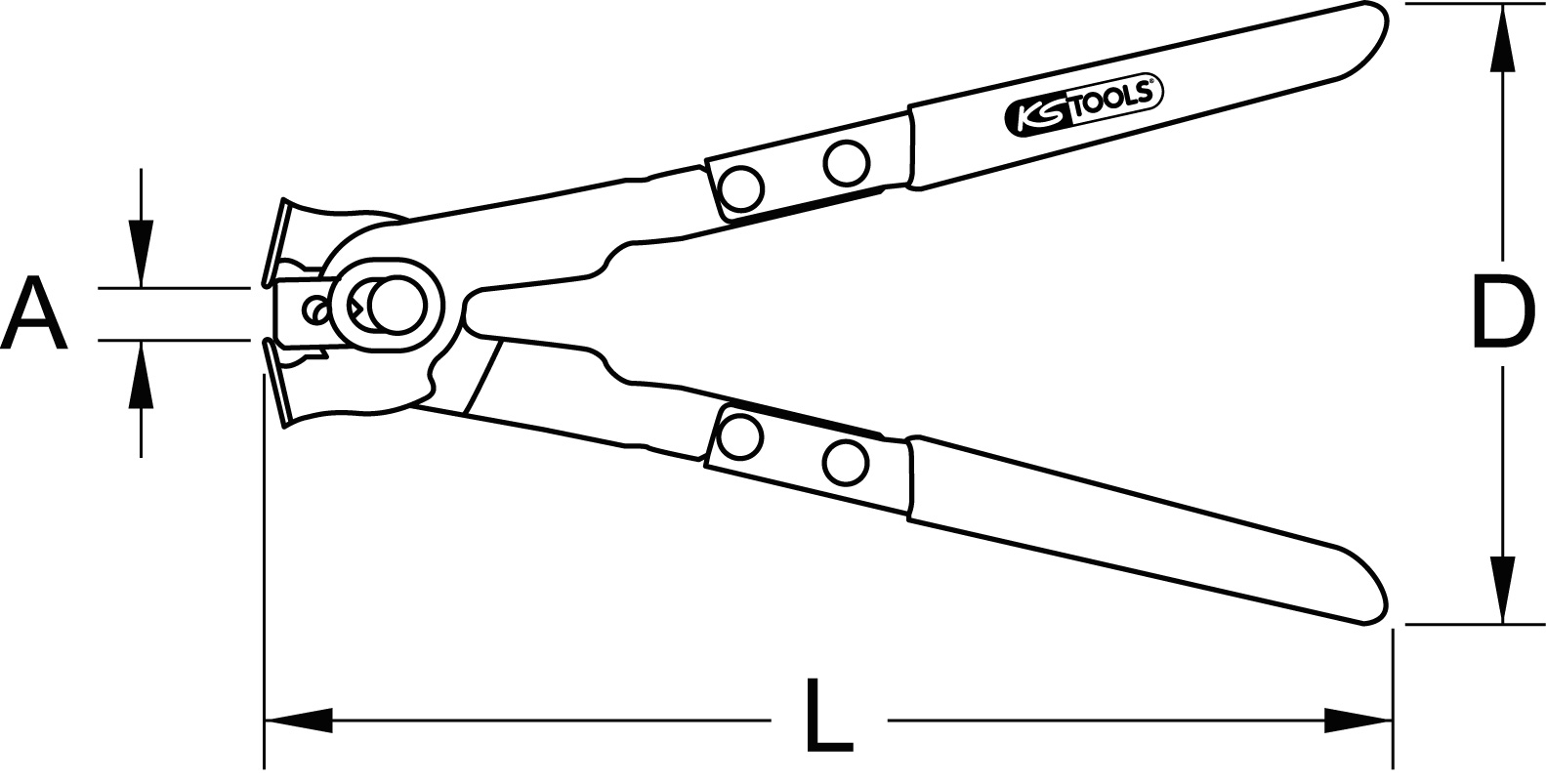 KS Tools Klemmzange mit Ohrniederhalter, 260mm