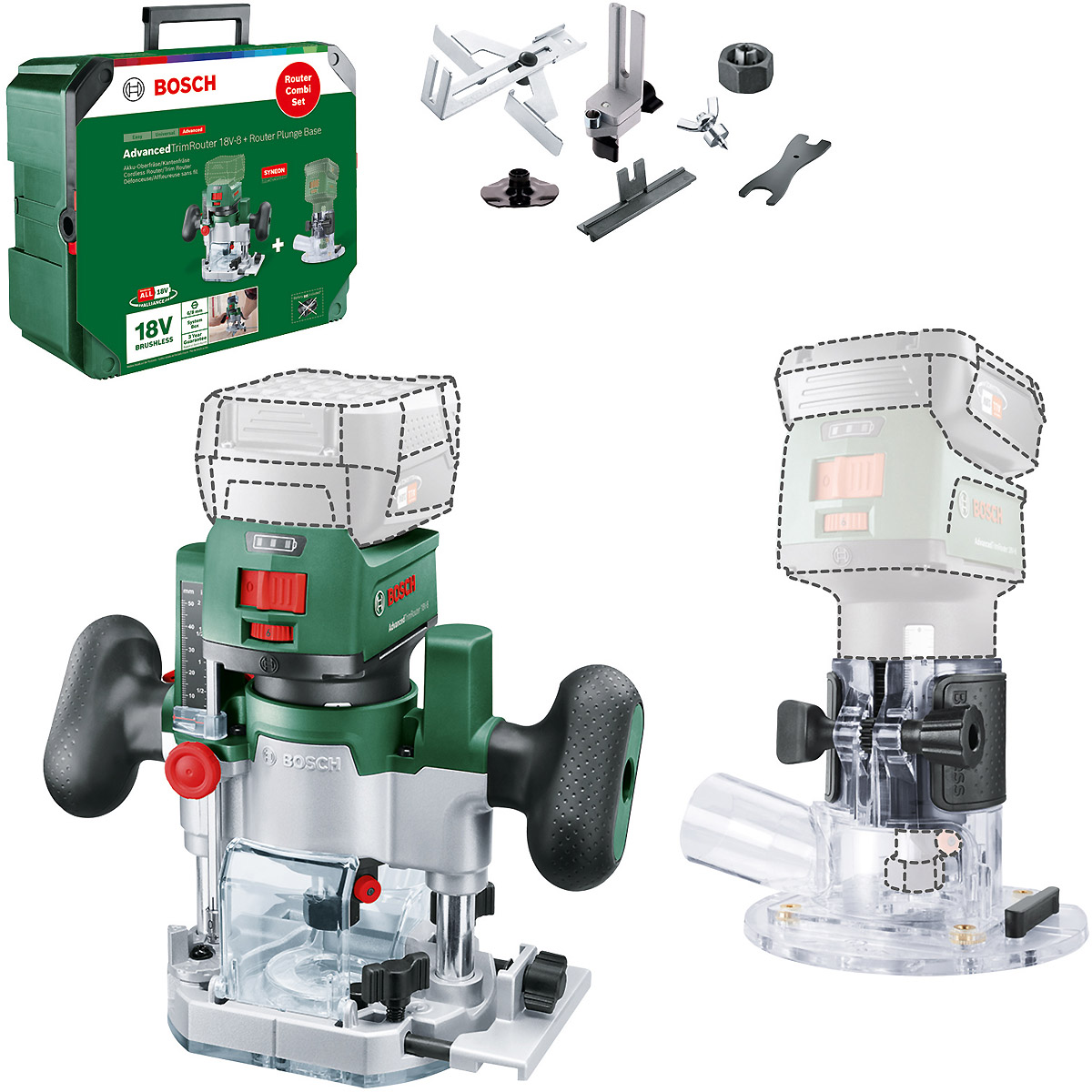 Bosch Akku-Fräse Router Combi Set