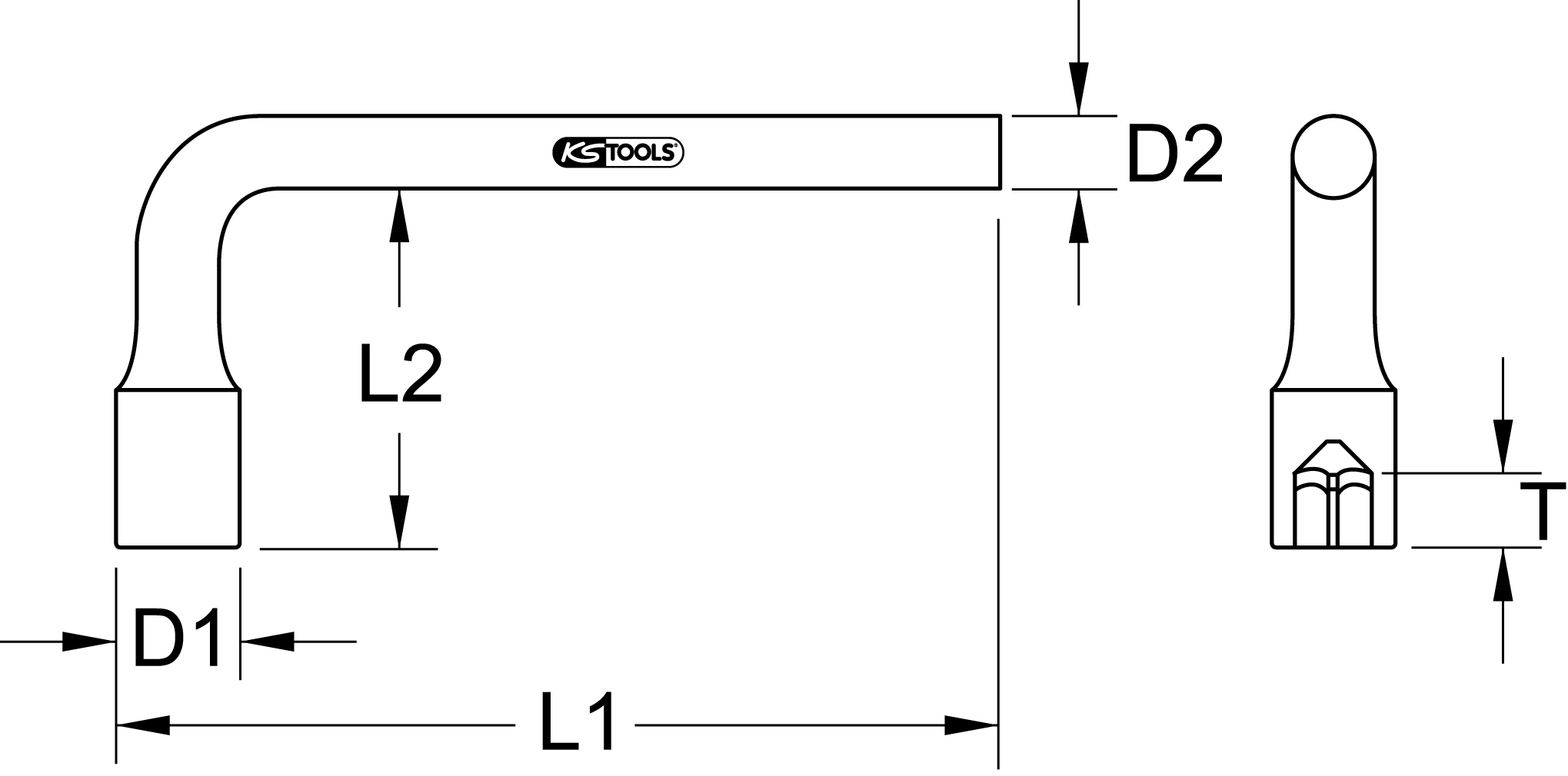 KS Tools BRONZEplus 4-kant-Steckschlüssel gewinkelt