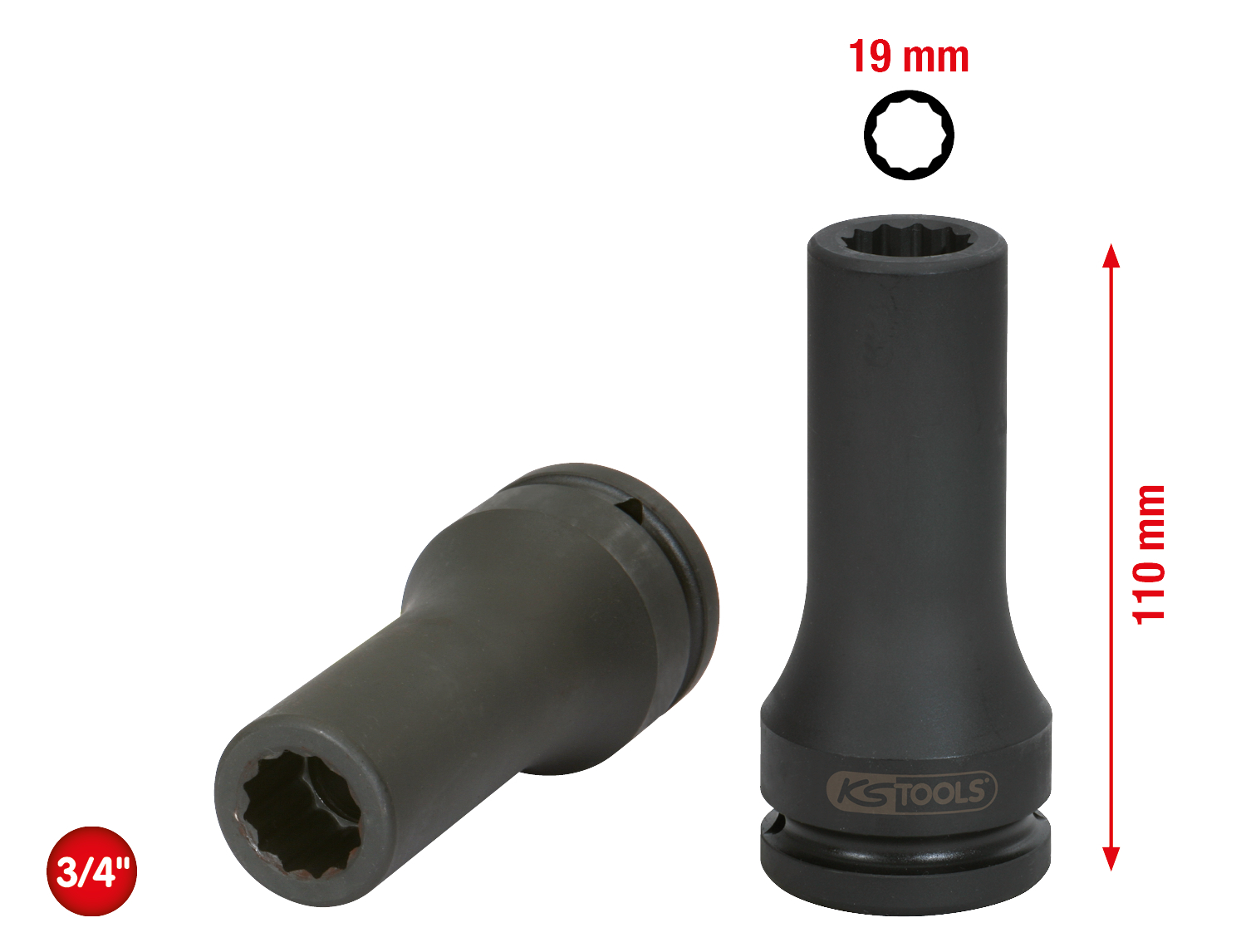 KS Tools 3/4" Kraft-Stecknuss Vielzahn, lang