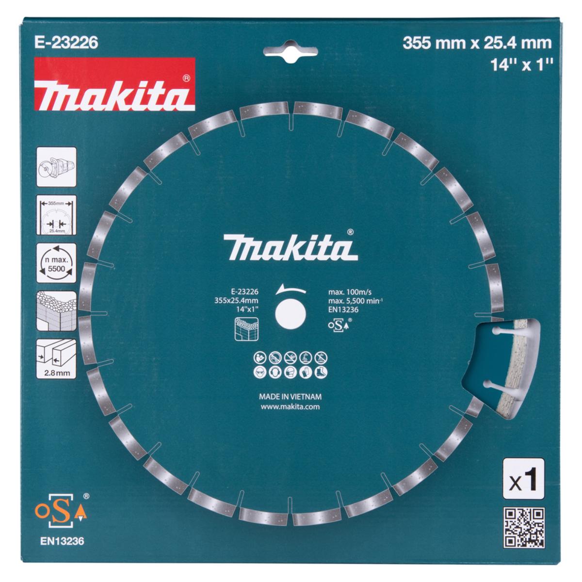 Makita Diamanttrennscheibe Ø 355 mm - 2,8 mm - Nass und trocken - Beton - E-23226