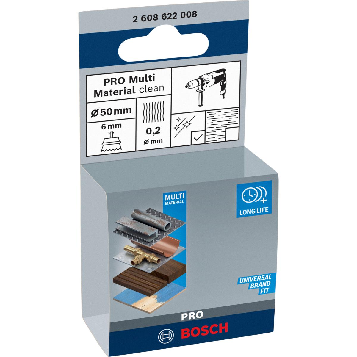 Bosch PRO Topfbürste, Messing, gewellter Draht, 50 mm, 0,2 mm, 4500 U/ min