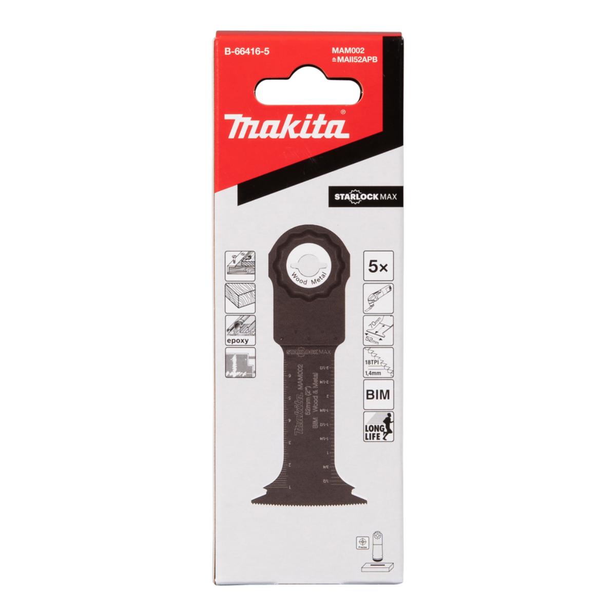 Makita Tauchsägeblatt BiM, MAM002 - 52x70 mm - 1,4 mm für Metal und Holz, 5 Stück