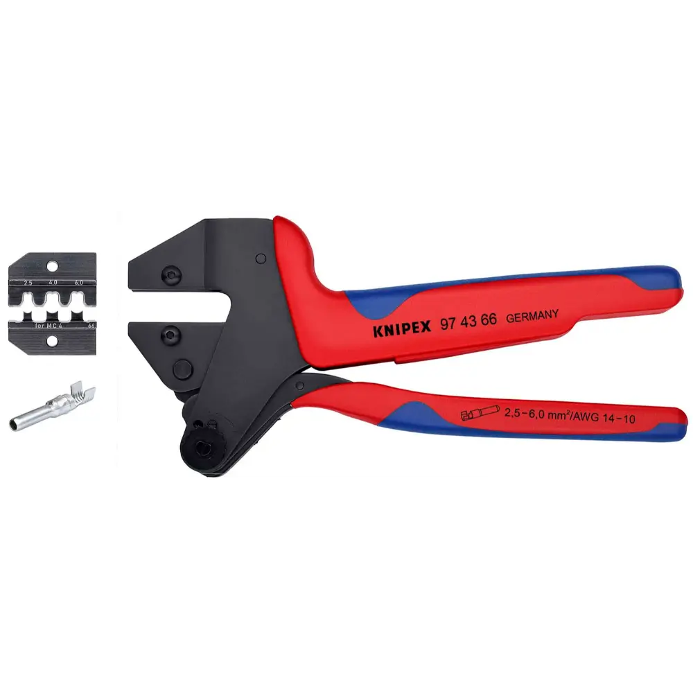 KNIPEX Crimp-Systemzange MC4 & MC4 EVO2 für auswechselbare Crimpeinsätze brüniert 200 mm