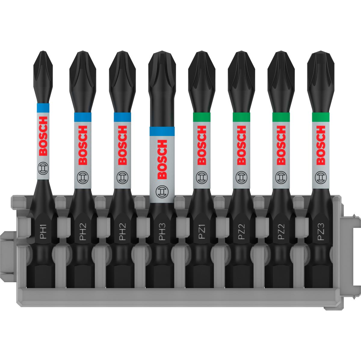 Bosch PRO Schrauberbit-Set Impact Control, 8-teilig, PH1, 3x PH2, PH3, 2 x PZ2, PZ3, 25 mm