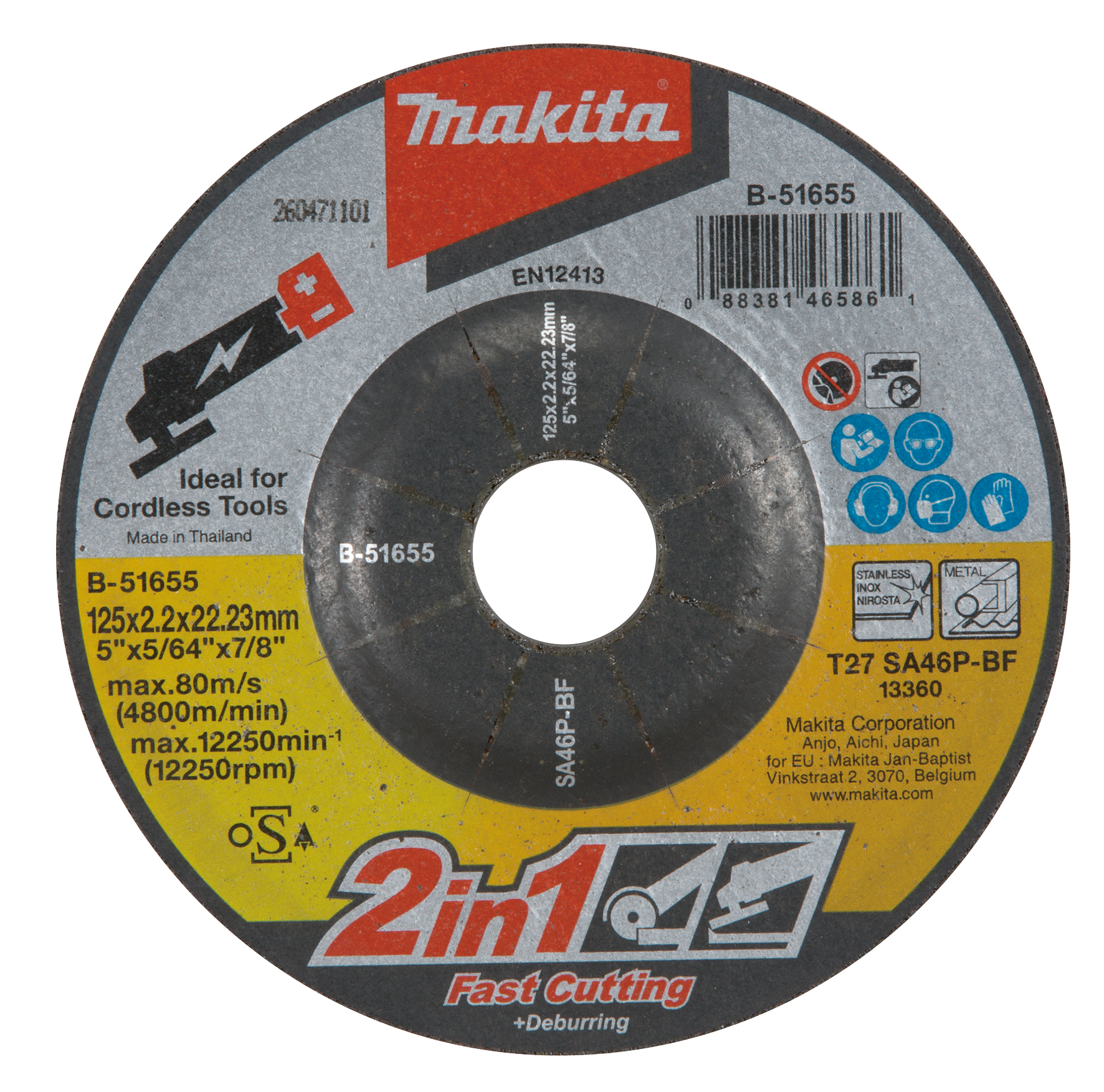 Makita Schruppscheibe 2in1, 125 x 2 mm - B-51655
