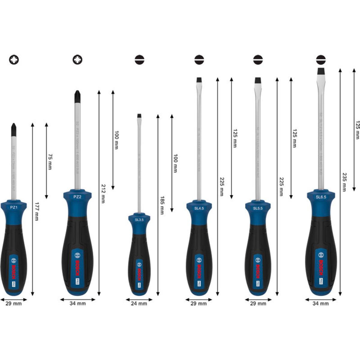 Bosch PRO Schraubendreher PZ/SL, 6-teilges Set
