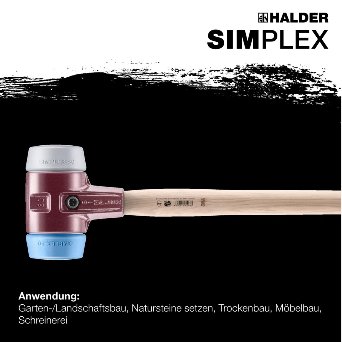HALDER SIMPLEX - Vorschlaghammer mit TE-Gehäuse und Holzstiel Stiel 700 mm, TPE-mid / TPE-soft