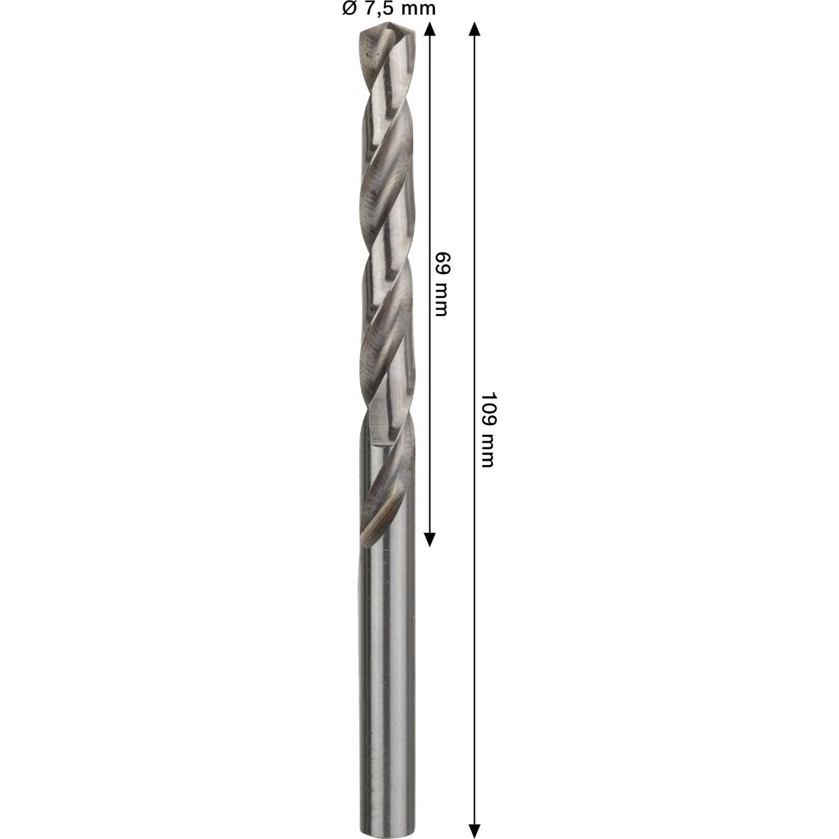 Bosch PRO Metal HSS-G Spiralbohrer, 7,5 x 69 x 109 mm