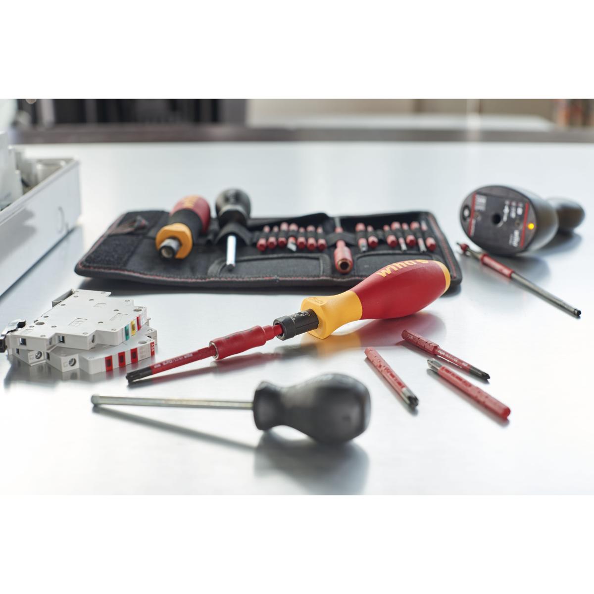 Wiha Drehmoment-Schraubendreher Set TorqueVario -S electric 0,8-5,0 Nm gemischt 19-teilges Set variabel einstellbare Drehmomentbegrenzung mit Falttasche