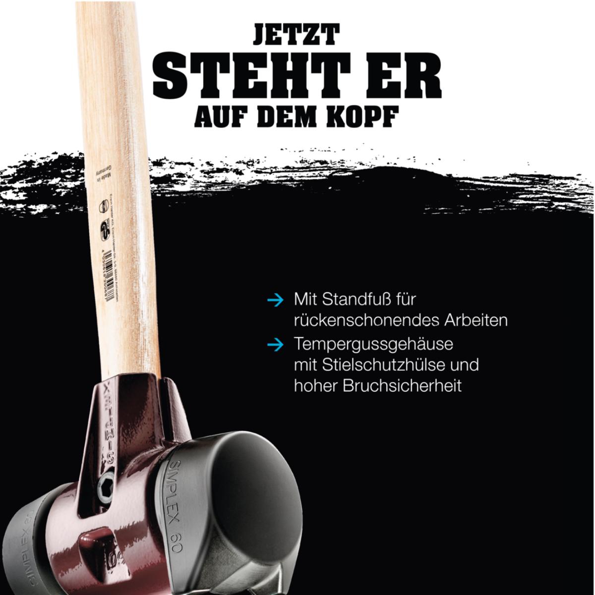 HALDER SIMPLEX - Vorschlaghammer mit TE-Gehäuse und Holzstiel, Gummikomposition mit Standfuss