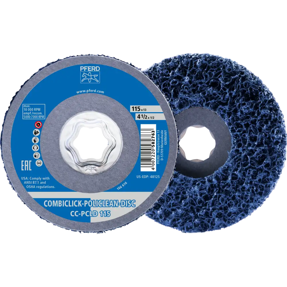PFERD TOOLS COMBICLICK POLICLEAN PLUS PCLD Reinigungsvlies Ø 115x13 mm für grobe Reinigungsarbeiten