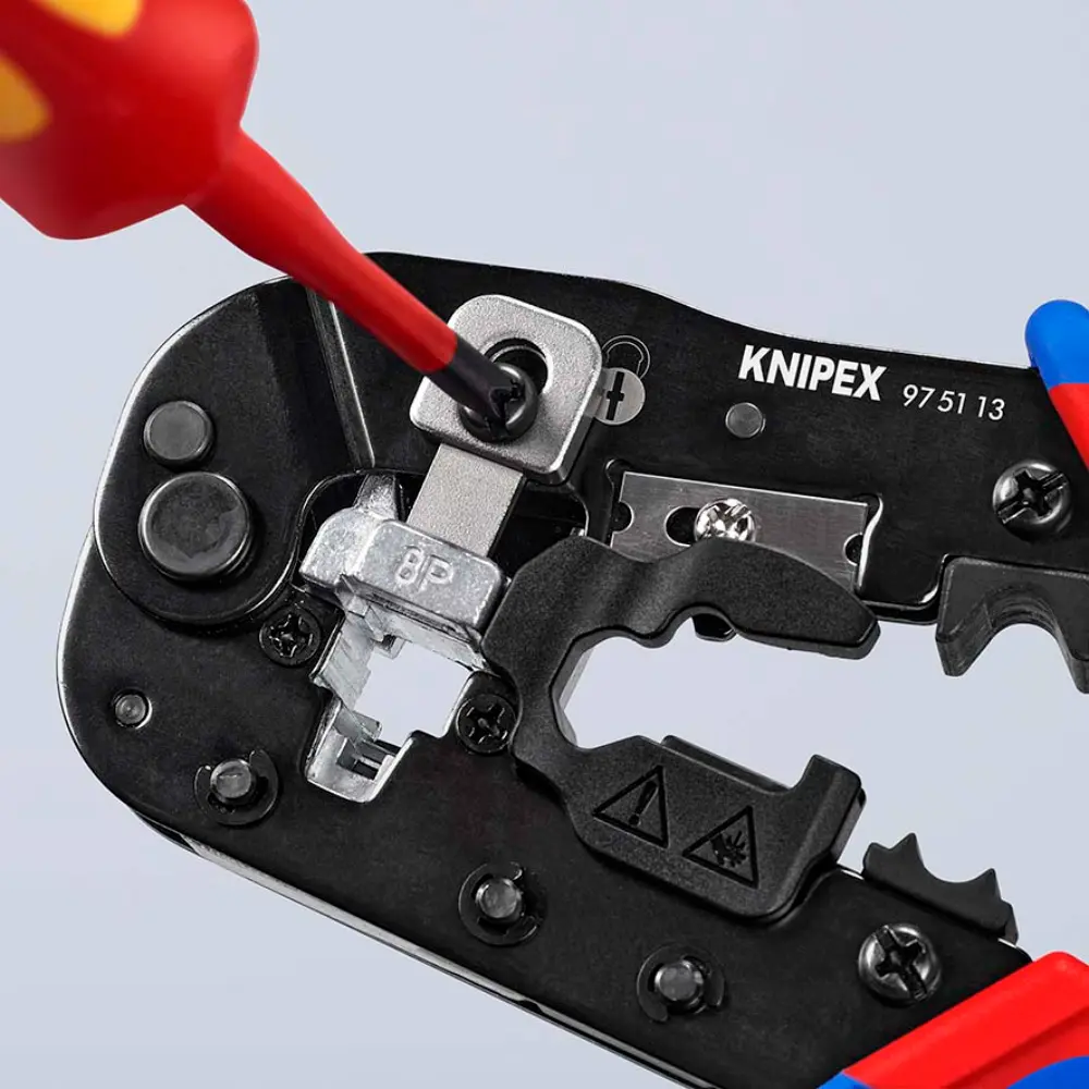 KNIPEX Crimpzange für RJ45-Westernstecker mit Mehrkomponenten-Hüllen brüniert 190 mm