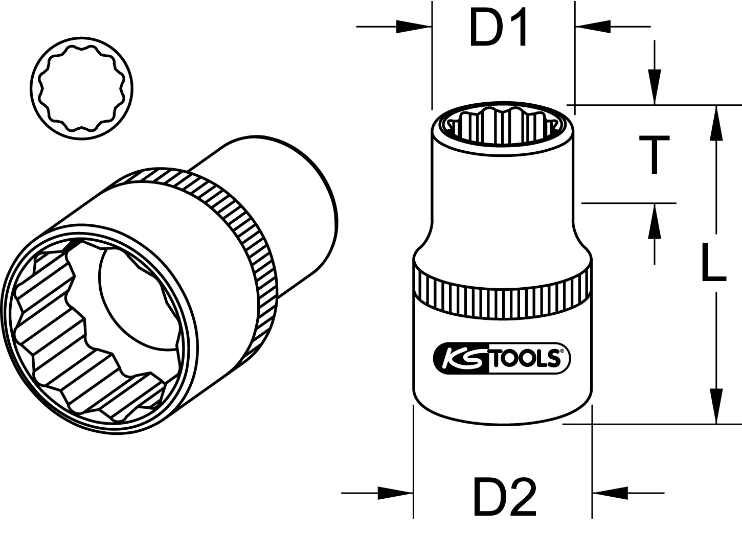 KS Tools 3/8" 12-kant-Stecknuss