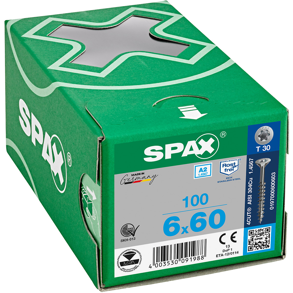 SPAX A2 Senkmultikopf T-Star Plus T30 Teilgewinde, 100 Stück