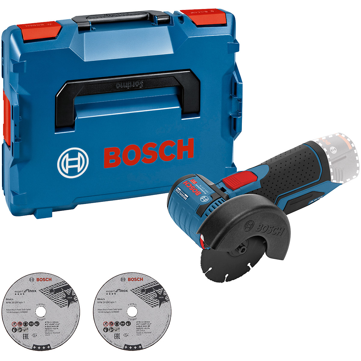 Bosch Akku-Winkelschleifer GWS 12V-76, Solo Version, L-BOXX