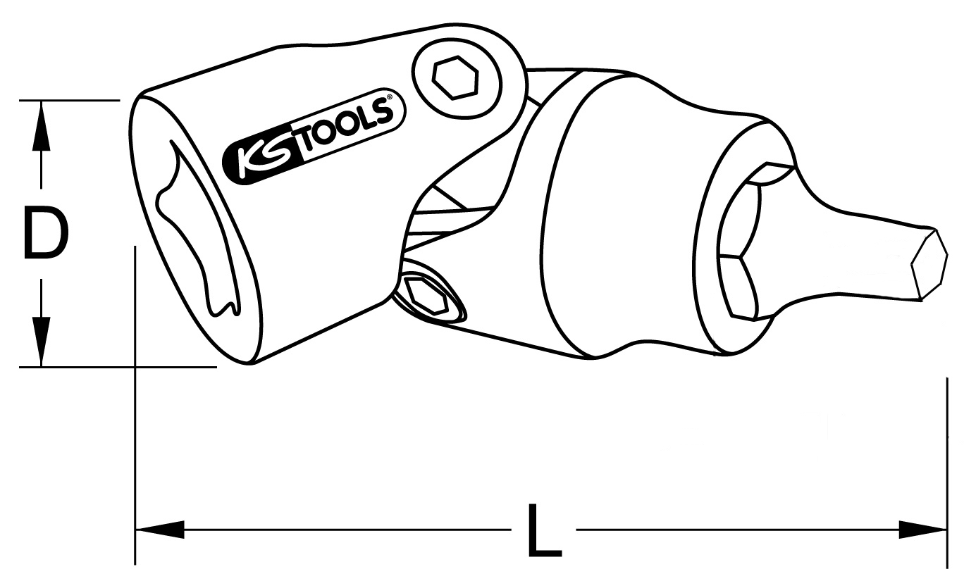 KS Tools 3/8" Bit-Stecknuss mit Gelenk für Innensechskant-Schrauben am Bremssattel, 7mm