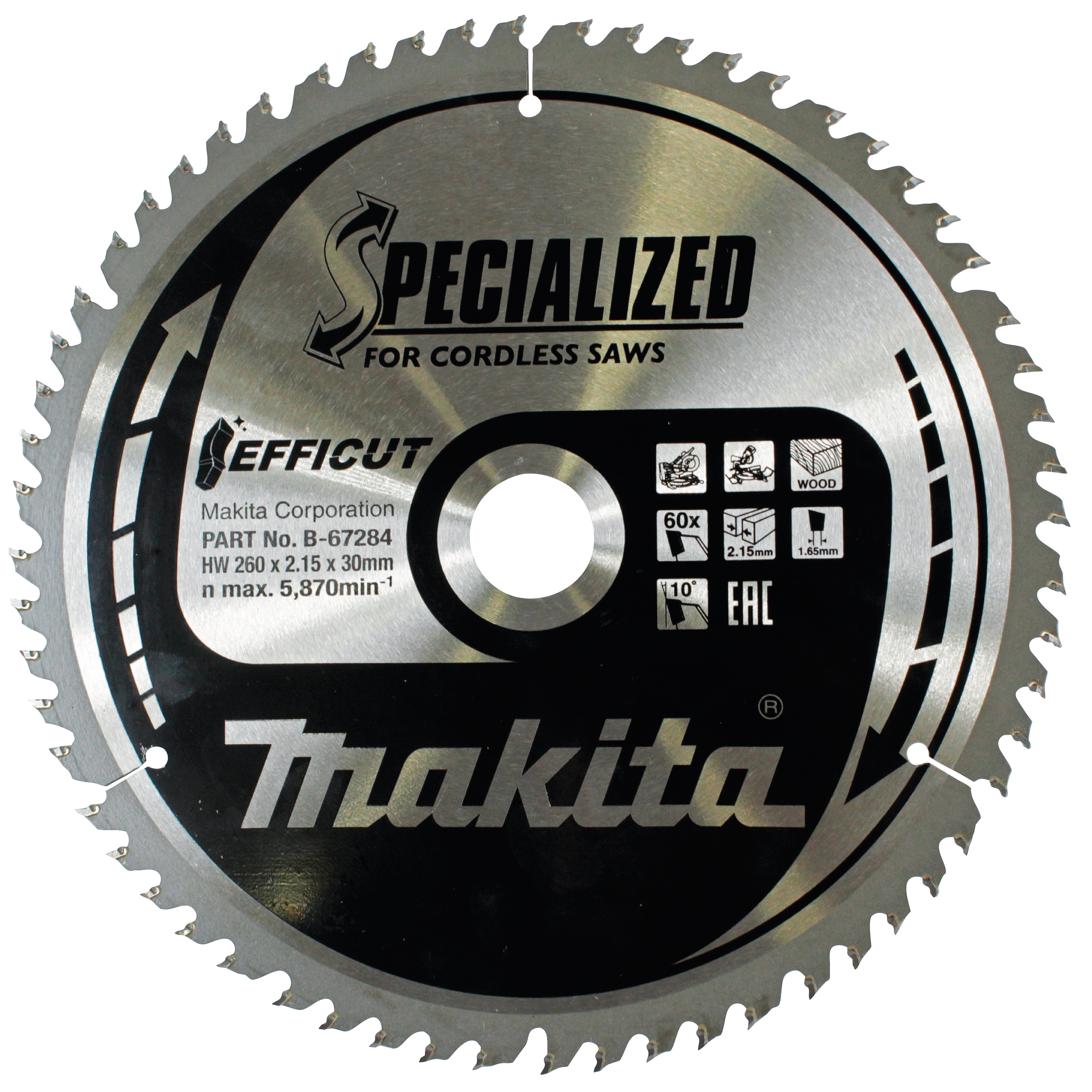 Makita Sägeblatt 260x2,15x30, 60Z EFFICUT, Holz - B-67284