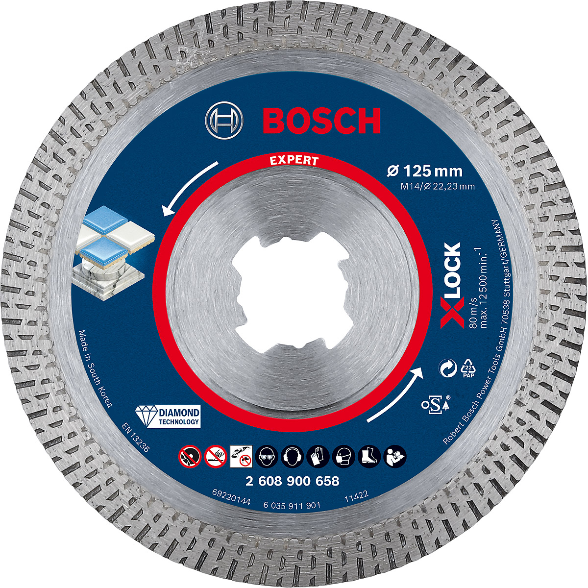 Bosch EXPERT HardCeramic X-LOCK Diamanttrennscheiben für kleine Winkelschleifer, 125x22.23x1.6x10