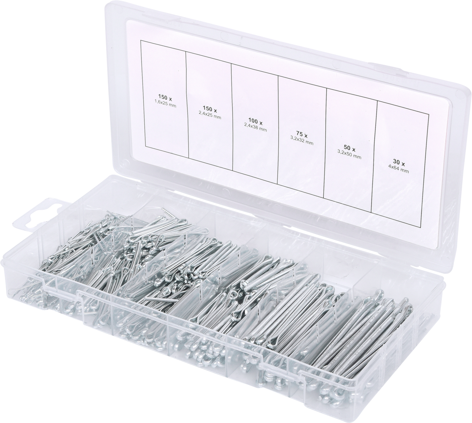 KS Tools Sortiment Splinte, 1,6x25,4mm-4,0x63,5mm, 555-tlg
