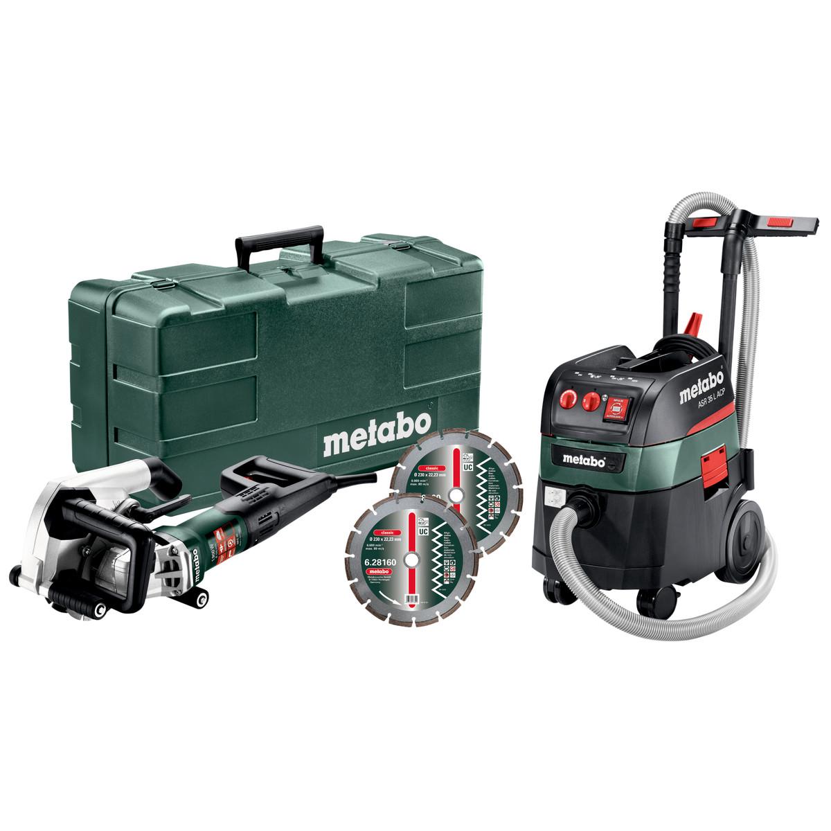 Metabo Mauernutfräse MFE 40 + Allessauger ASR 35 L ACP Set + 2 Diamant-Trennscheiben Classic UC - Ku