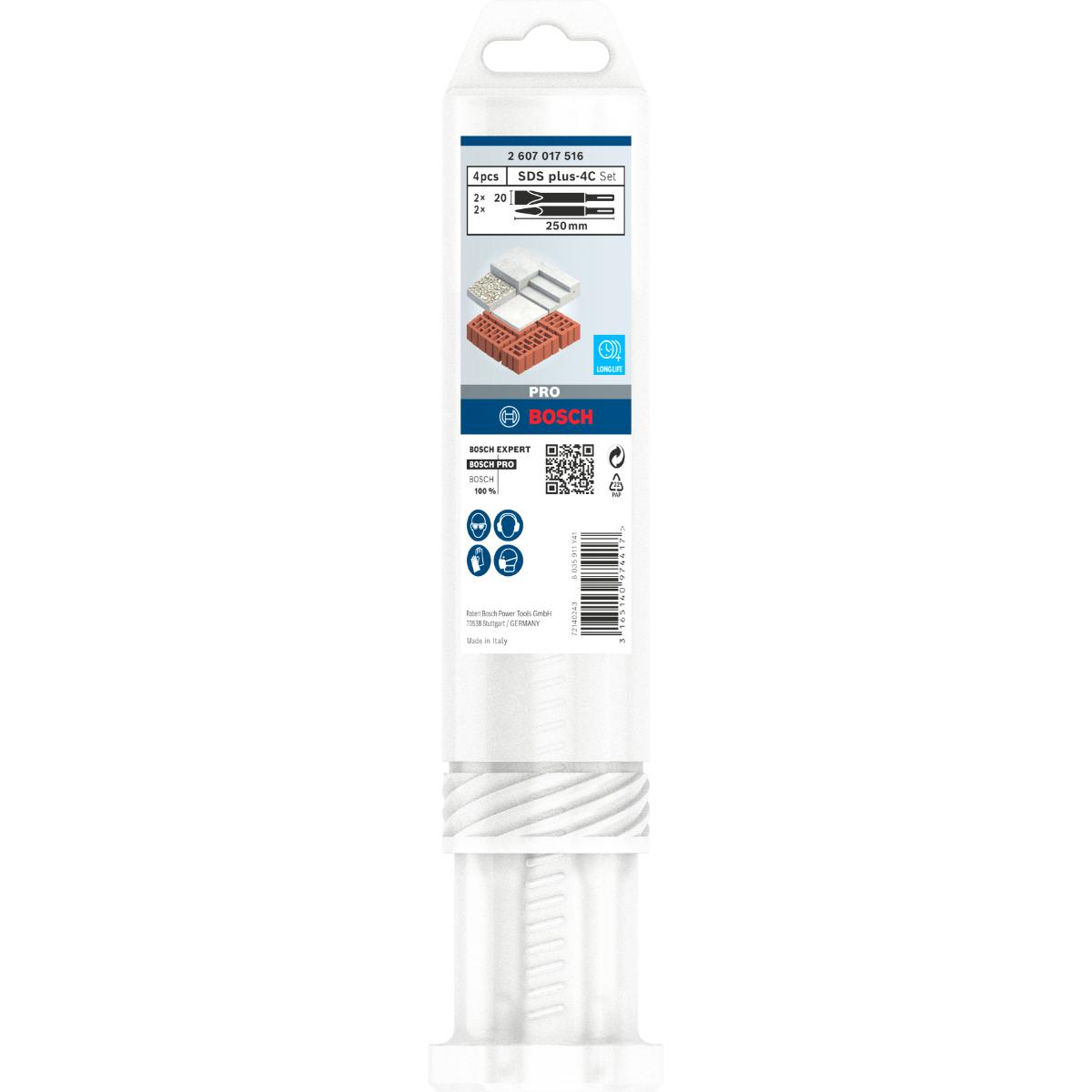 Bosch PRO 4-teiliges Meißelset mit SDS plus