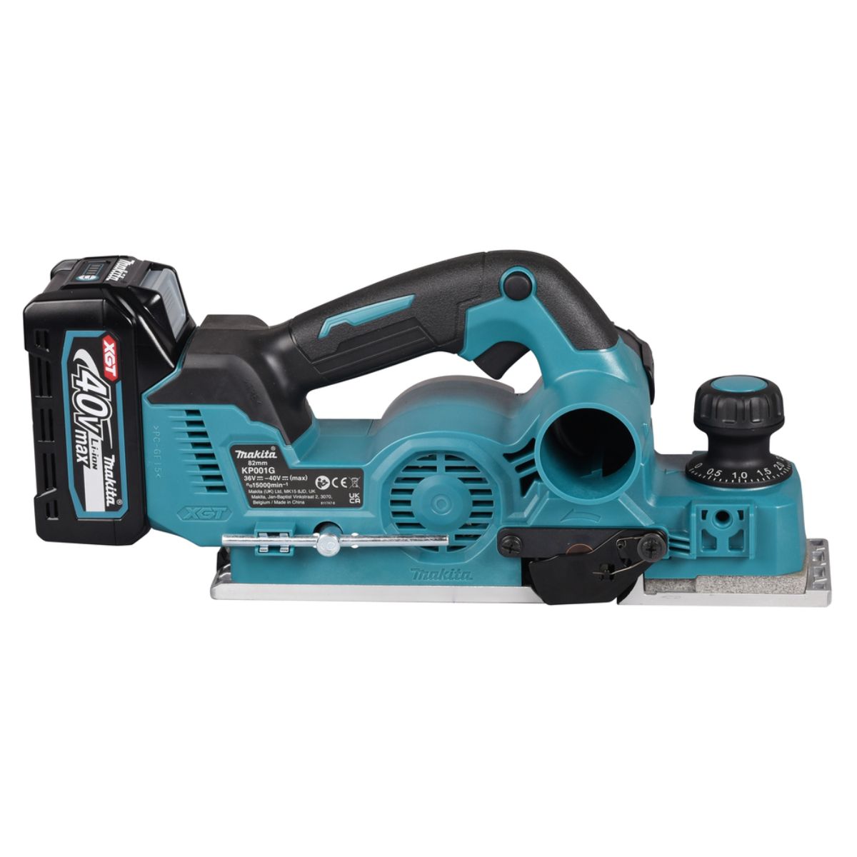 Makita Akku-Hobel 40V max. / 4,0 Ah, 2 Akkus + Ladegerät im MAKPAC KP001GM201