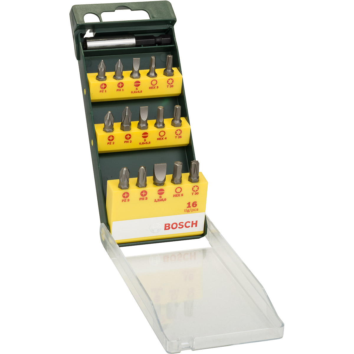 Bosch 16-teiliges Schrauberbit-Set mit magnetischen Universalhalter