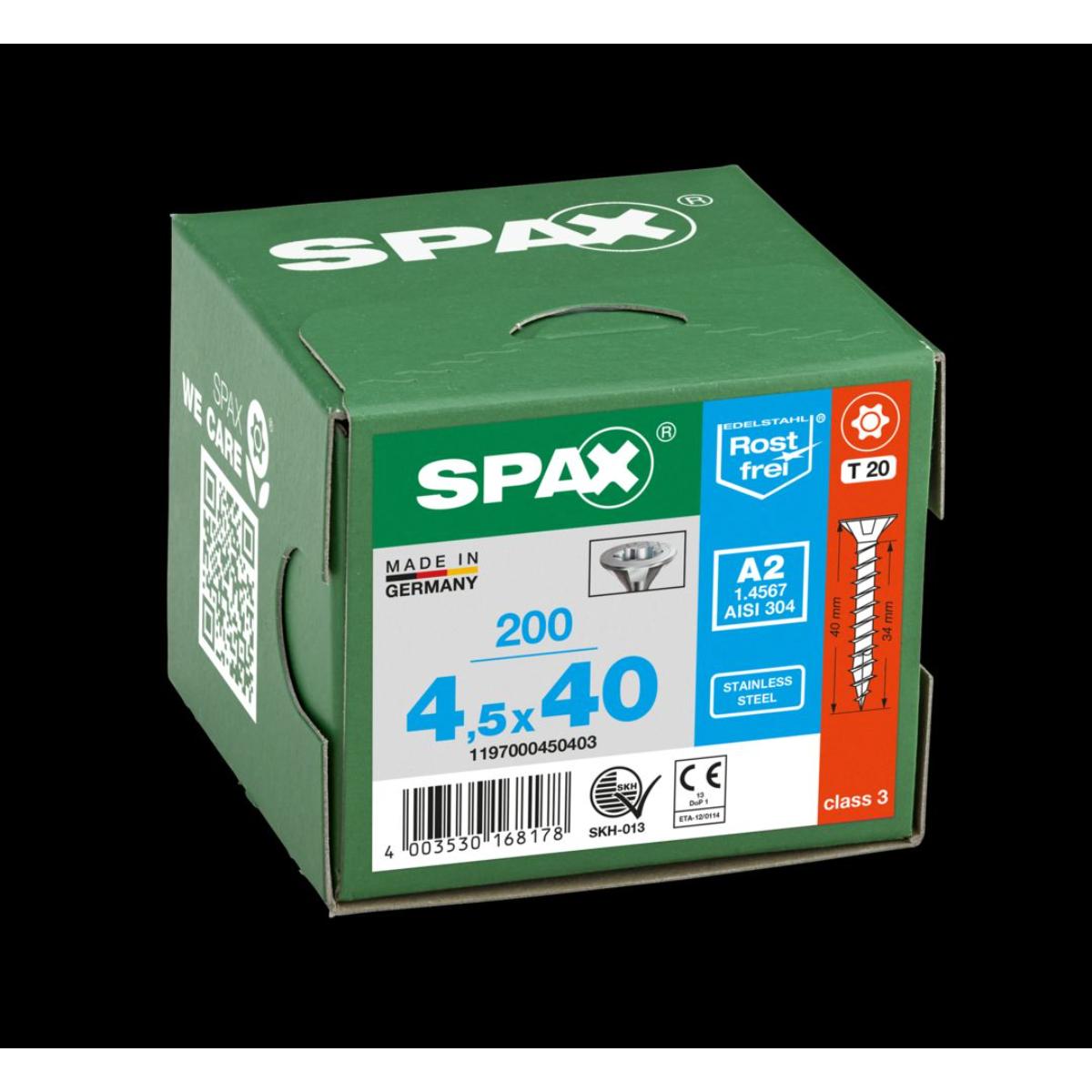 SPAX A2 Senkmultikopf T-Star Plus T20 Vollgewinde, 200 Stück