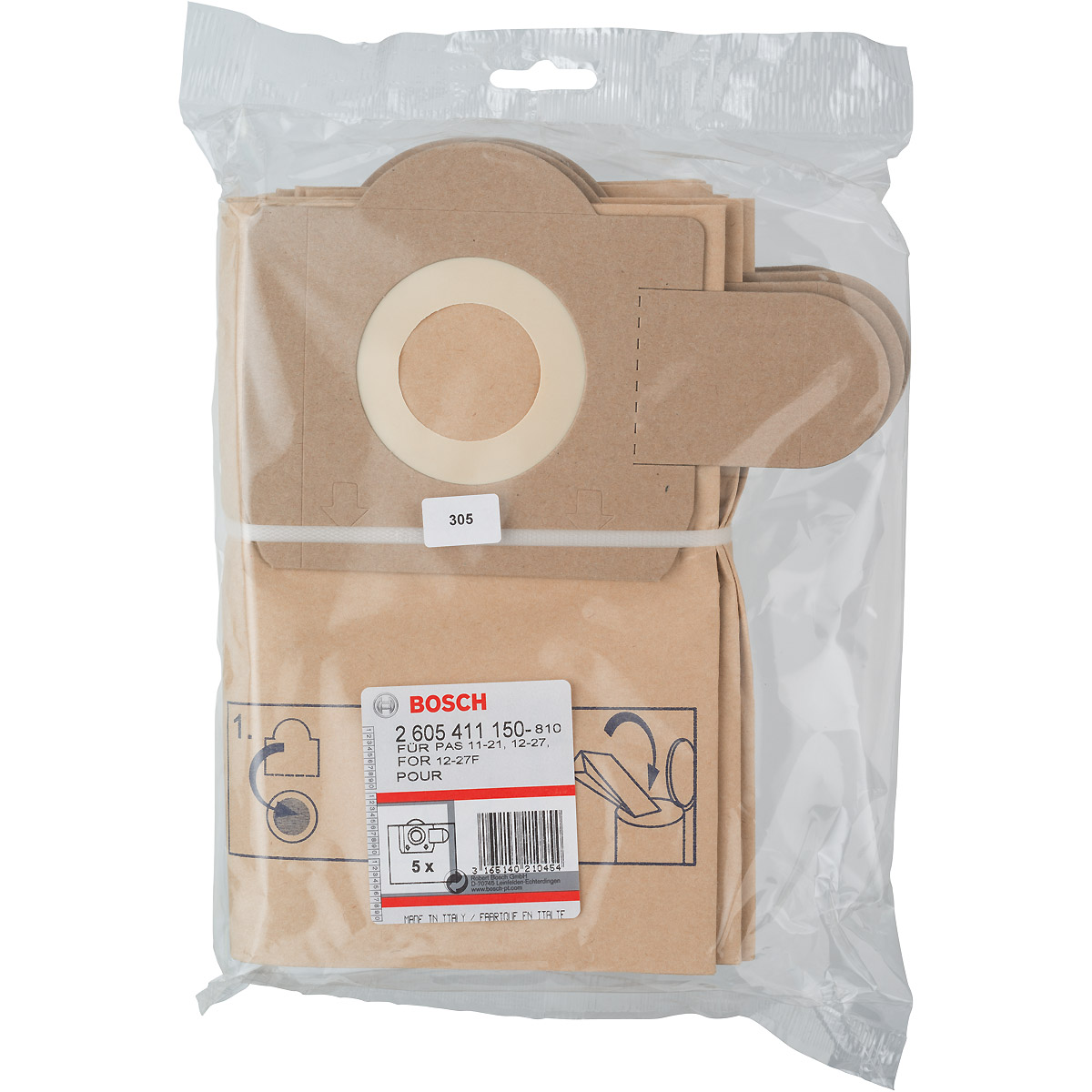 Bosch Papierfilterbeutel, passend zu PAS 11-21, PAS 12-27 und PAS 12-27 F