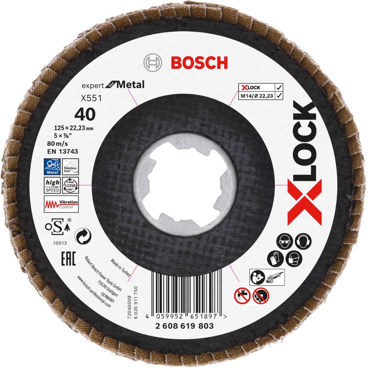 Bosch X-LOCK-Fächerschleifscheibe X551, Expert for Metal, abgewinkelt