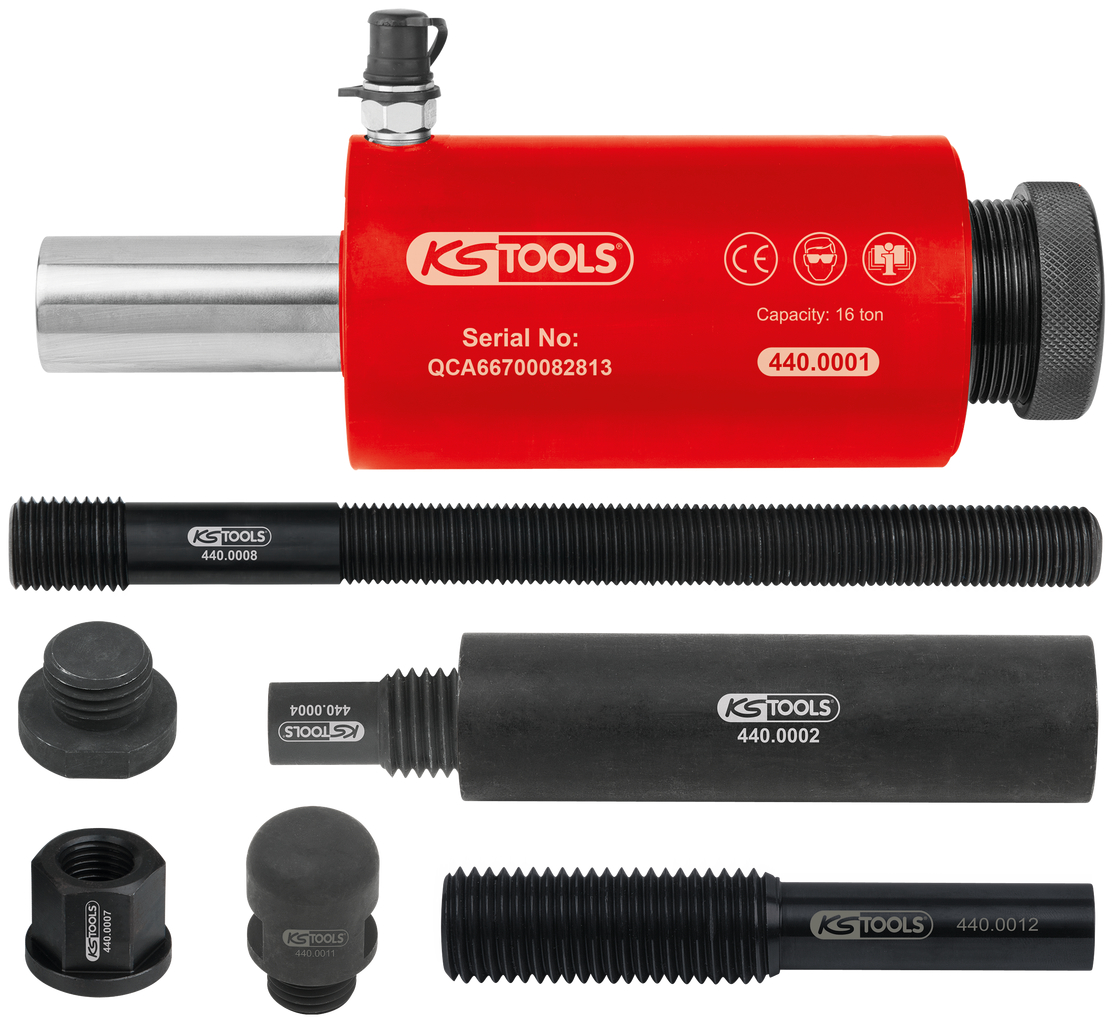 KS Tools Druck- und Zug-Hydraulikzylinder-Satz, 16t, 10-tlg