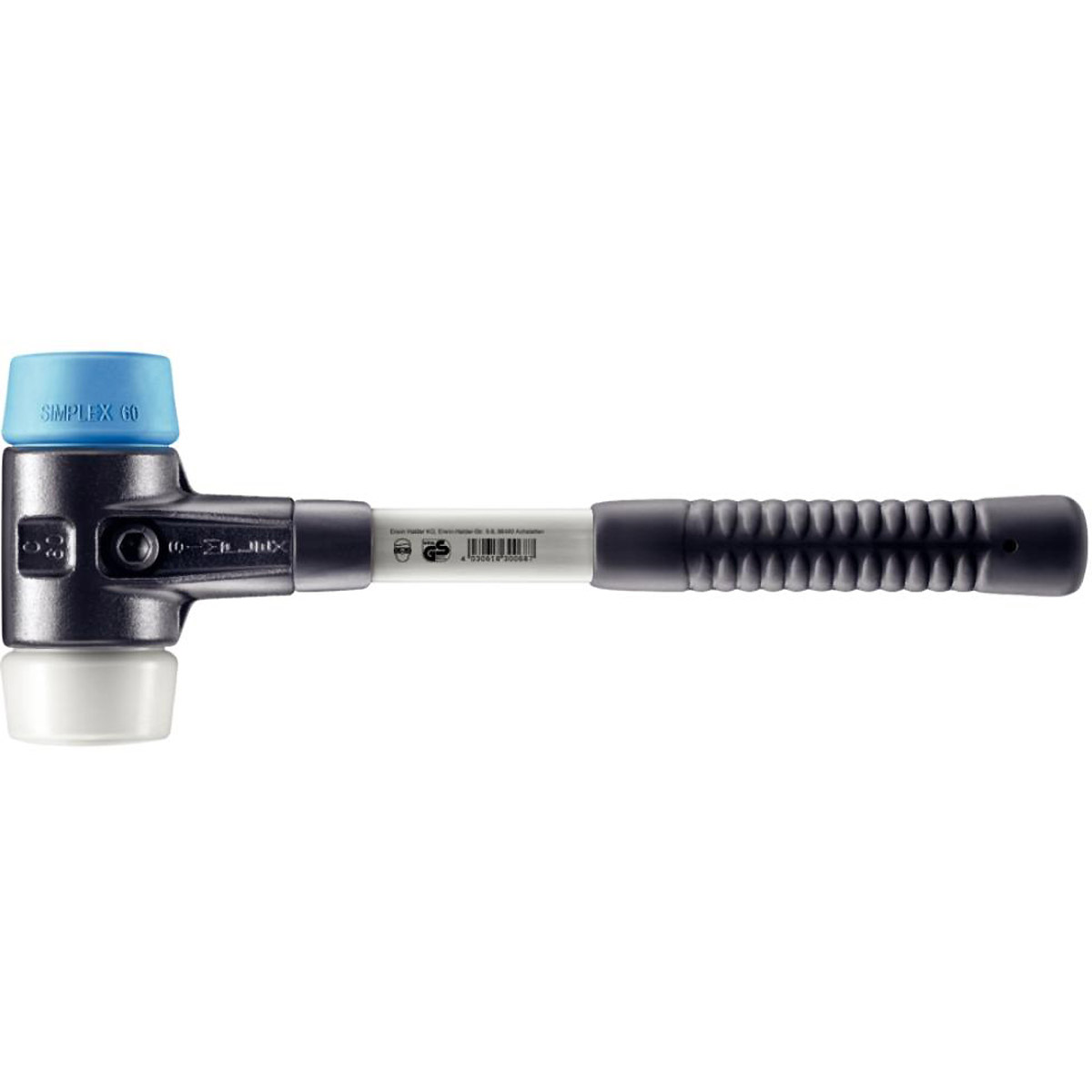 HALDER SIMPLEX - Schonhammer mit verstärktem Tempergussgehäuse und Fiberglasstiel, TPE-soft