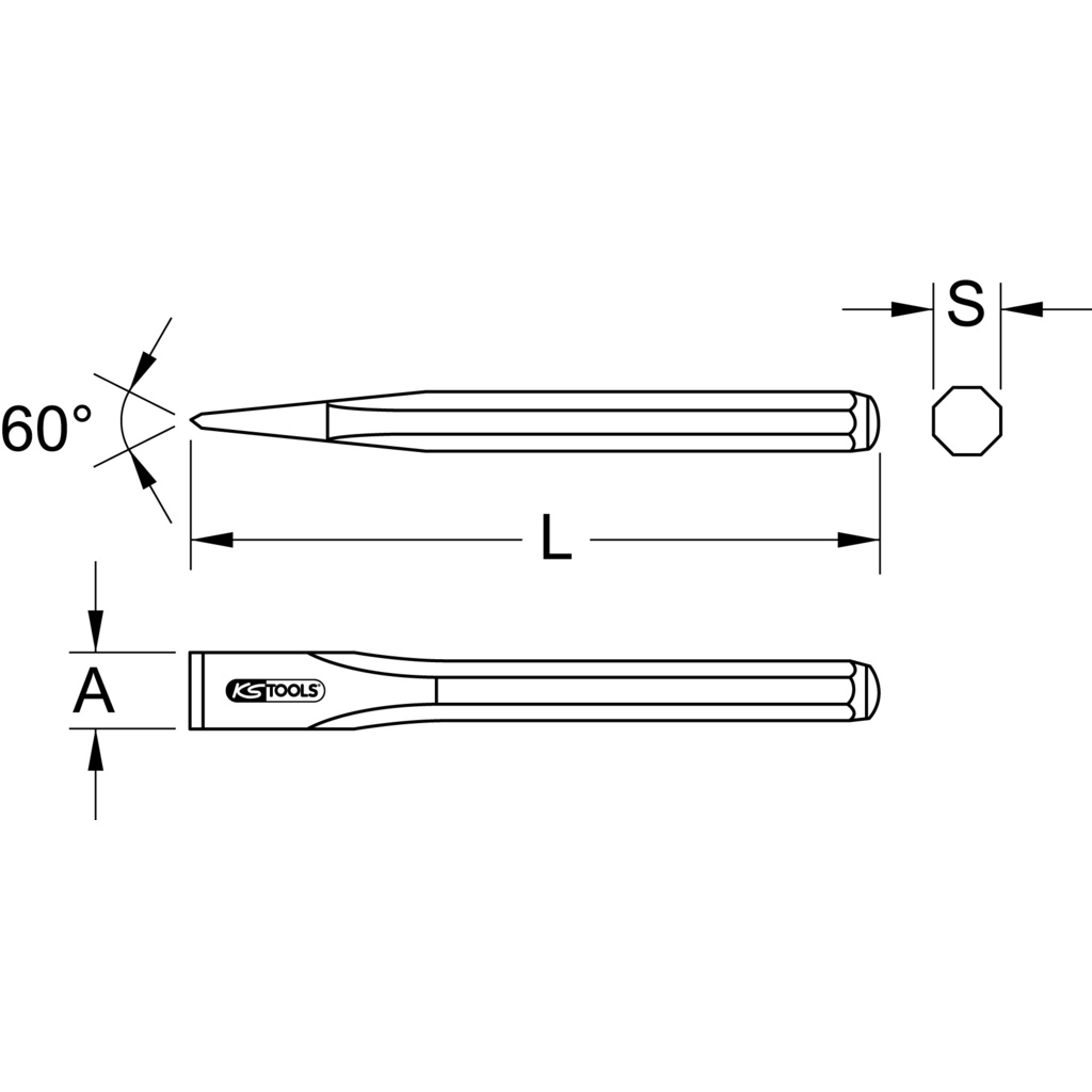 KS Tools Elektrikermeißel, 4-kant