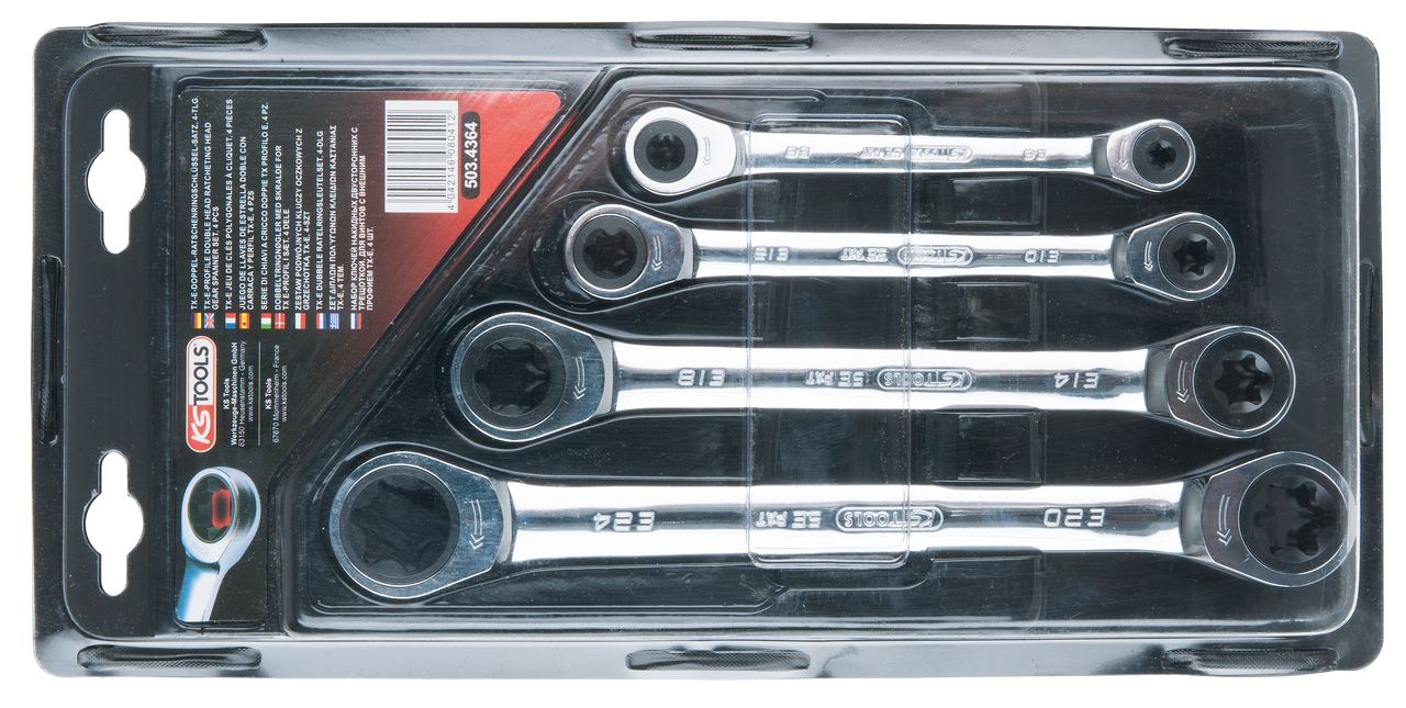 KS Tools GEARplus Torx-E-Doppel-Ratschenringschlüssel-Satz, 4-tlg